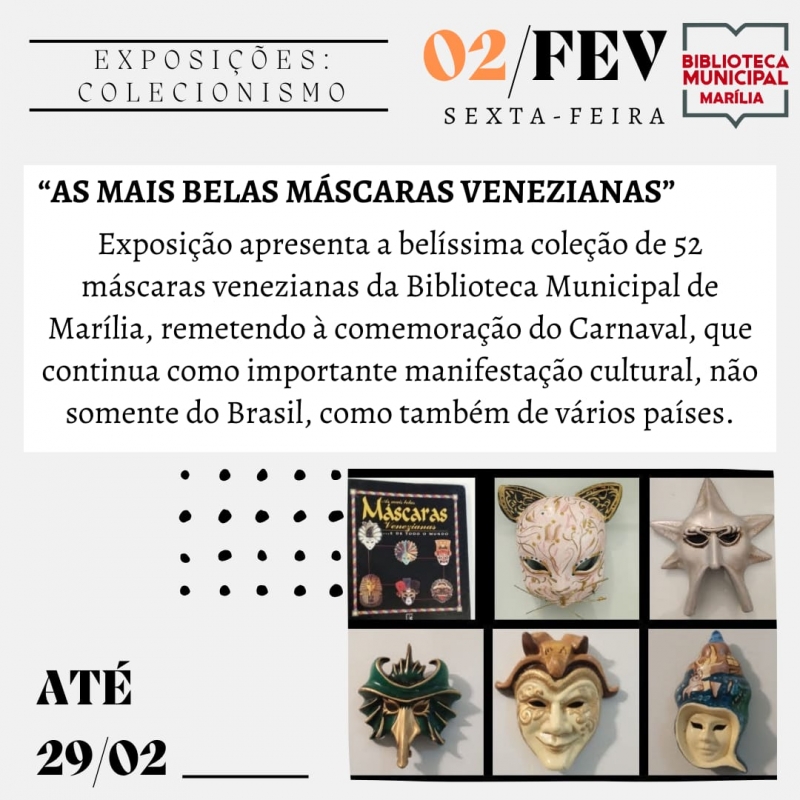 Evento biblioteca-municipal-colecionismo-as-mais-belas-mascaras-venezianas