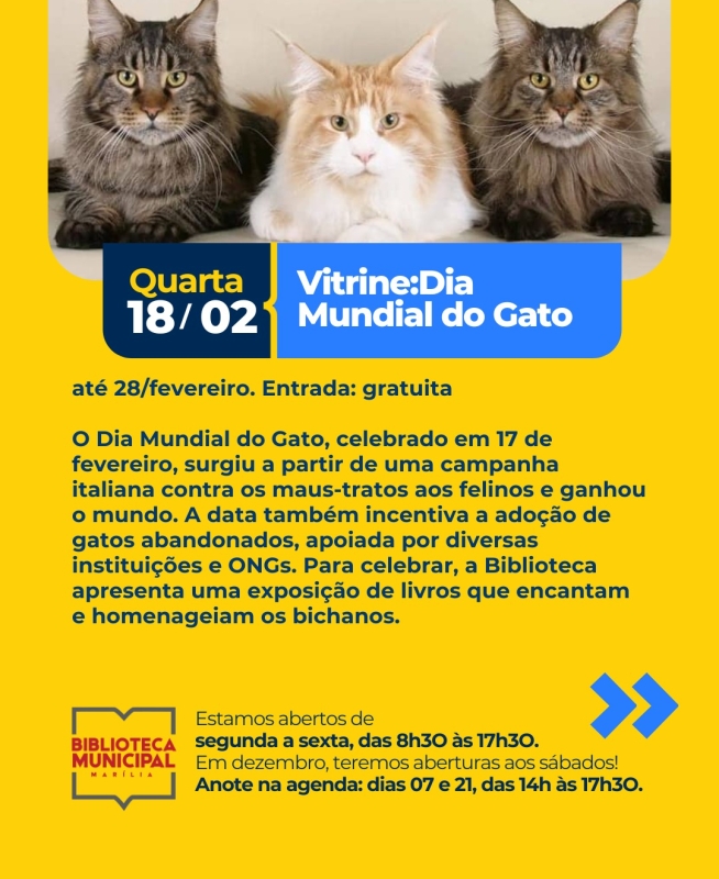 Evento exposicao-biblioteca-dia-mundial-do-gato