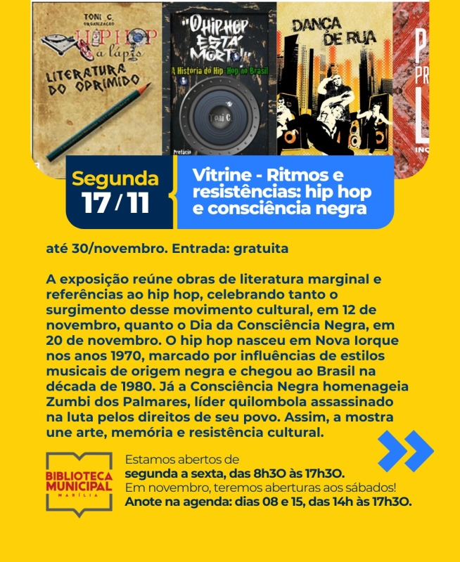 Evento ritmos-e-resistencias-hip-hop-e-consciencia-negra----exposicao-biblioteca