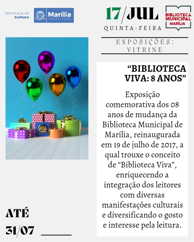 Evento biblioteca-municipal-exposicao-biblioteca-viva-8-anos