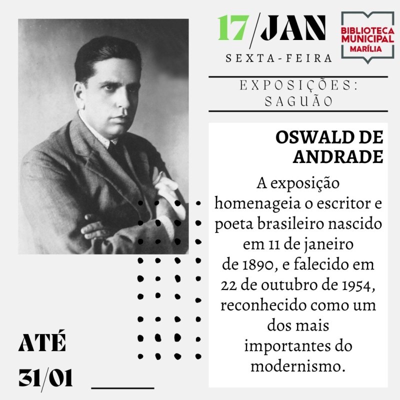 Evento biblioteca-municipal-exposicao-oswald-de-andrade