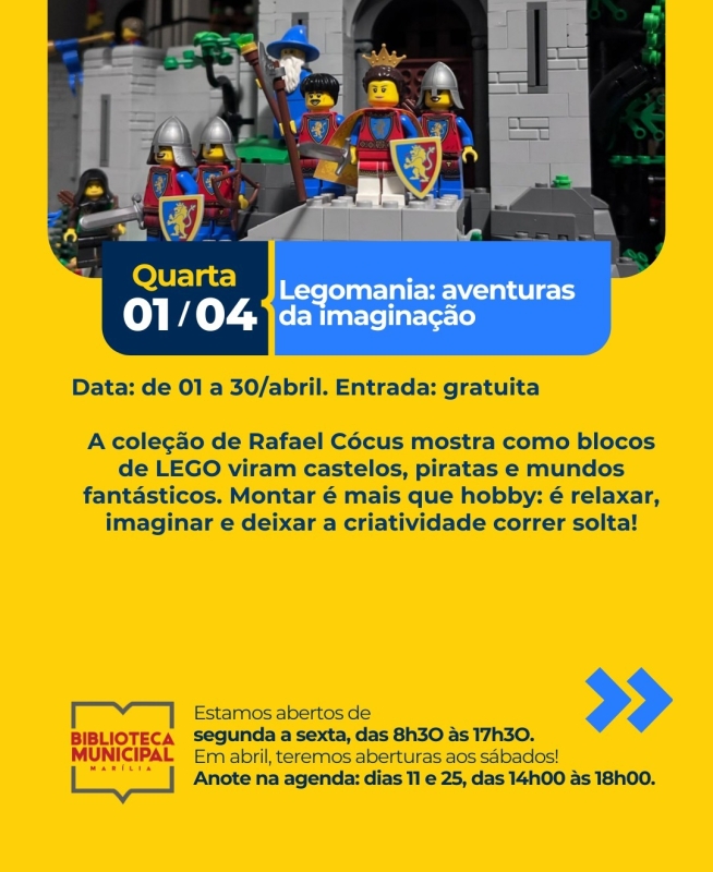 Evento biblioteca-municipal-exposicao-legomania-aventuras-da-imaginacao