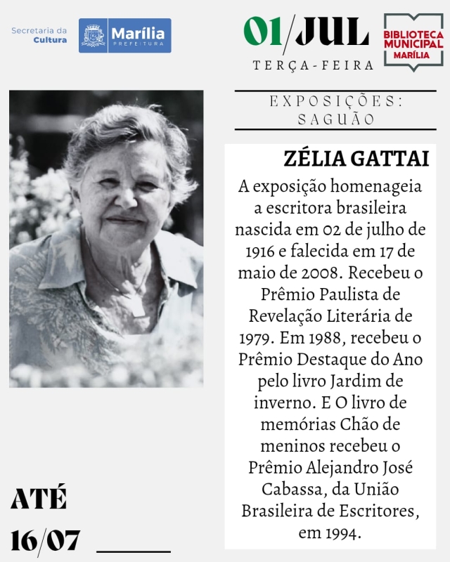 Evento biblioteca-municipal-exposicao-zelia-gattai