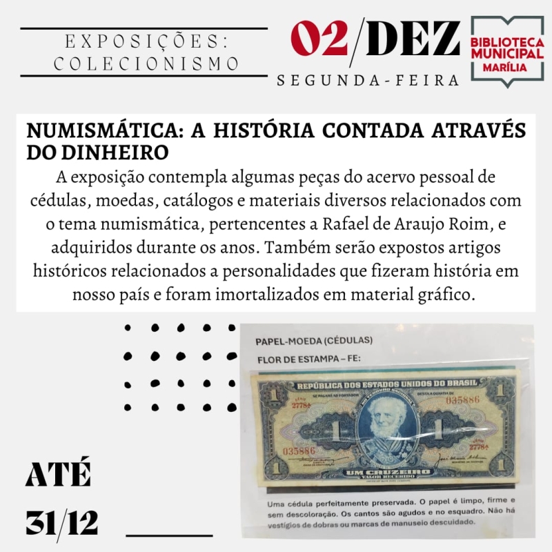 Evento biblioteca-municipal-colecionismo-numismatica-a-historia-contada-atraves-do